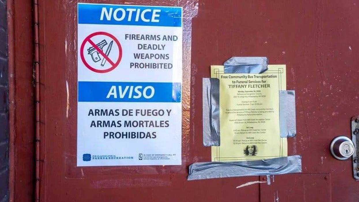 Signs were posted at all 159 recreation centers across Philadelphia announcing the mayor's executive order banning weapons.