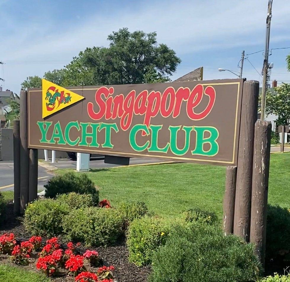 Singapore Yacht Club sign in Saugatuck