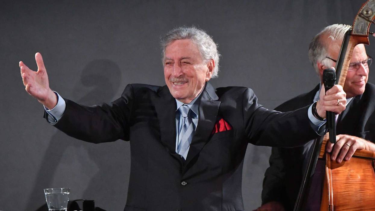 Singer Tony Bennett performs as he celebrates the release of a new album with Jazz pianist/singer Diana Krall at The Rainbow Room on September 12, 2018 in New York City