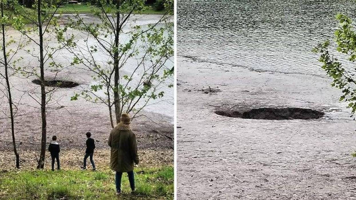sinkhole in Lone Elk Park lake