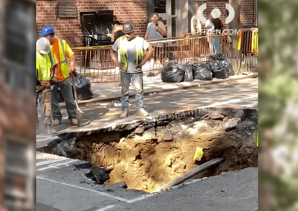 VIDEO: 20-feet-deep sinkhole opens, 2nd to form on a NYC street this week
