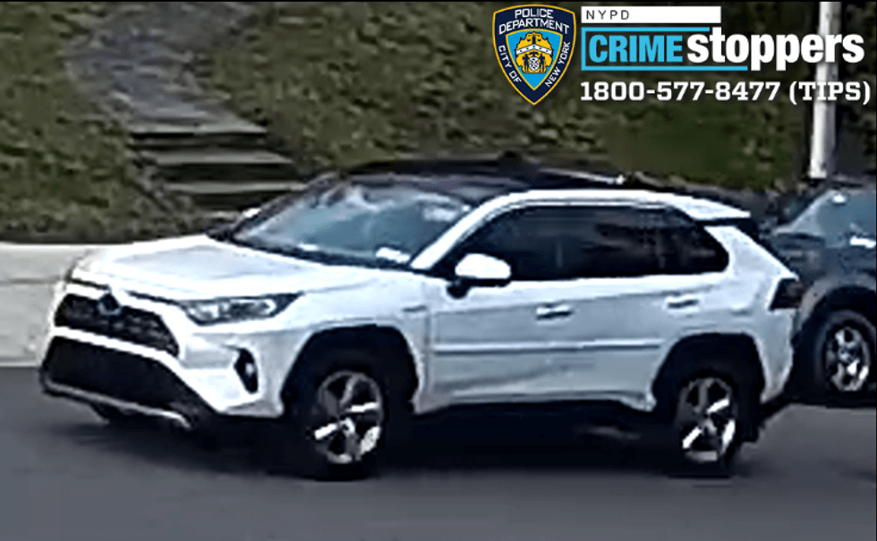 Six suspects fled in a white 2021 Toyota RAV4, according to the NYPD