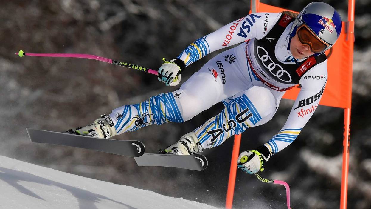 Skier Lindsey Vonn of USA wins the bronze medal during the FIS World Championships Women's Downhill on February 10, 2019 in Are Sweden.