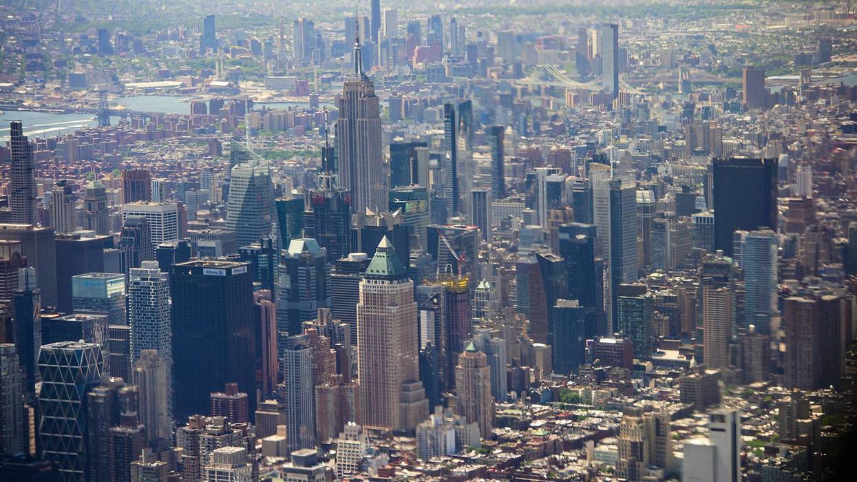 Skyscrapers tower over Manhattan on June 9, 2026 in New York City.