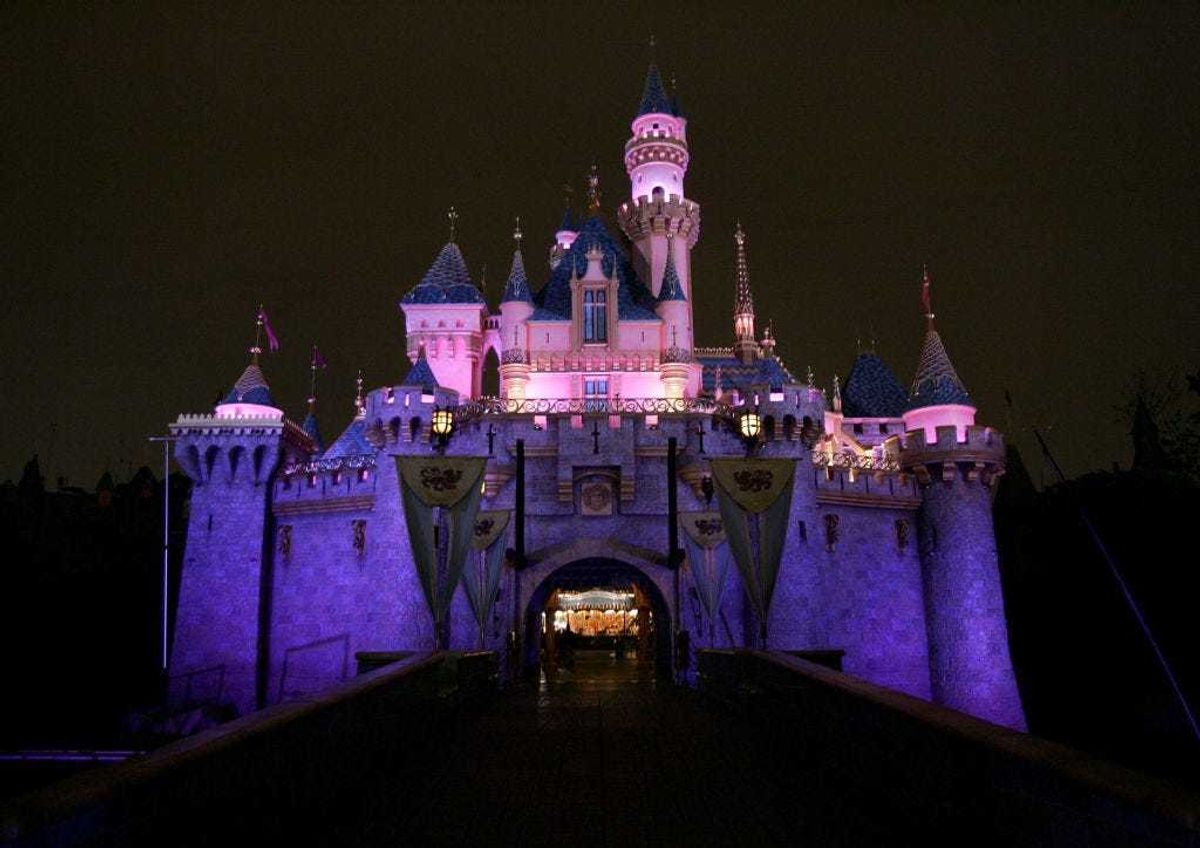Sleeping Beauty's Castle is seen prior to the opening day at King Arthur Carousel during the Disneyland 50th Anniversary Celebration at Disneyland Park on May 4, 2005 in Anaheim, California.