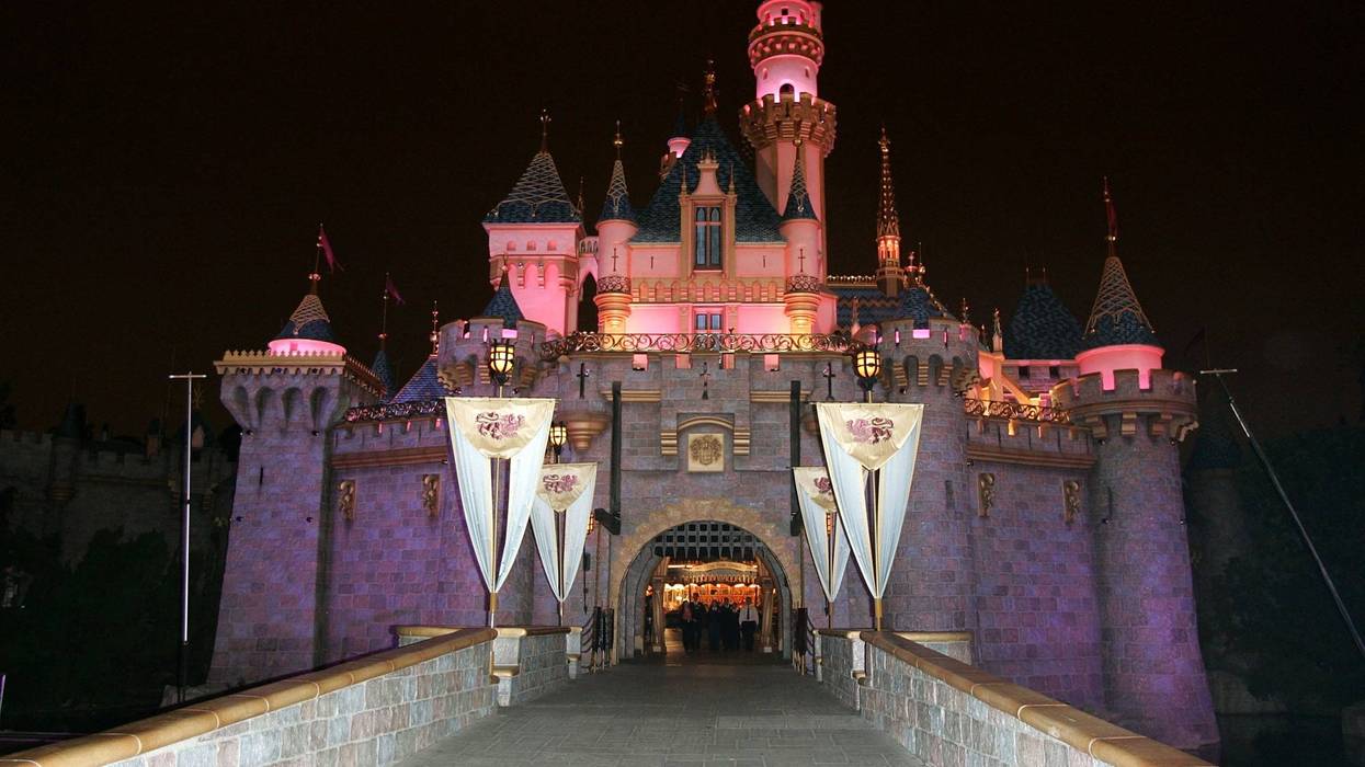 Sleeping Beauty's Castle is seen prior to the opening day at King Arthur Carousel during the Disneyland 50th Anniversary Celebration at Disneyland Park on May 4, 2005 in Anaheim, California.
