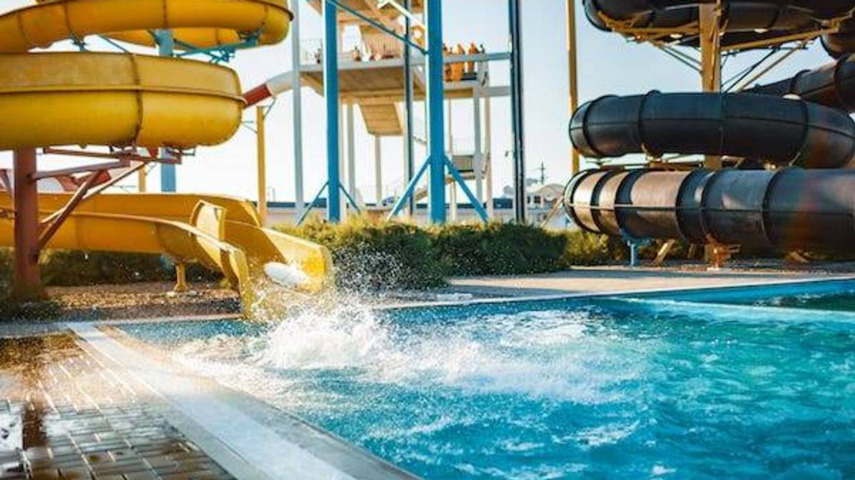 Slides and a pool at a water park