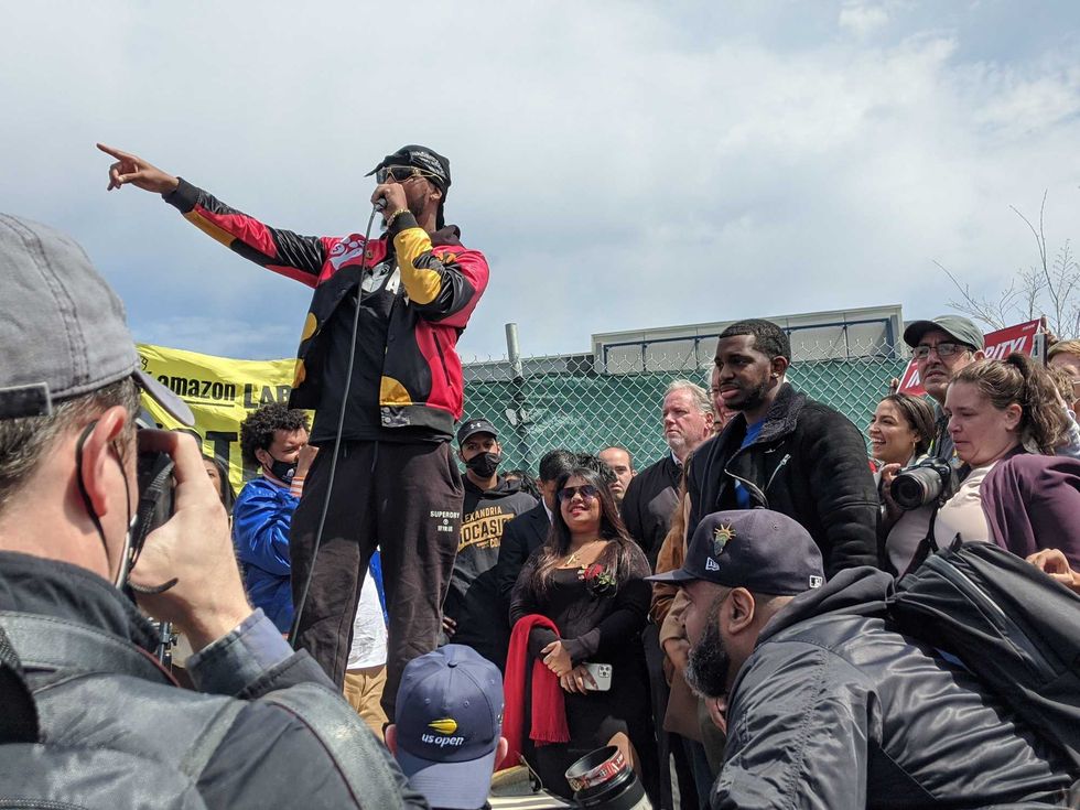Smalls speaks at the rally.