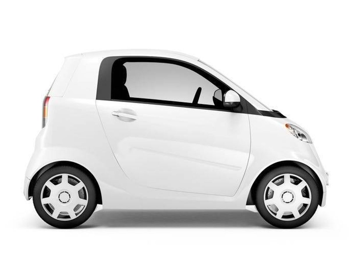 Smart Car, Mini Car, White, Side View, Portrait