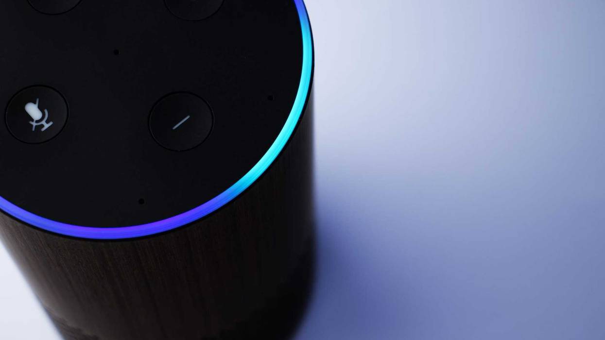 Smart speaker stock photo.