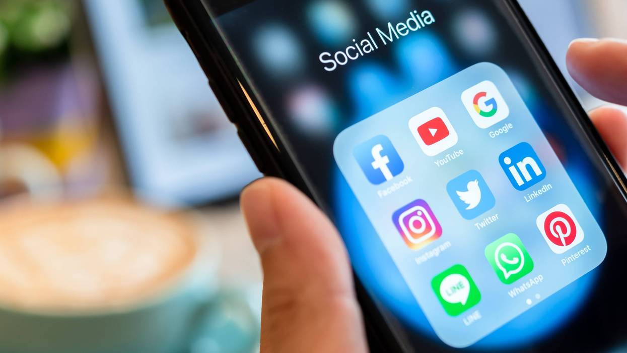 smartphone with social media apps