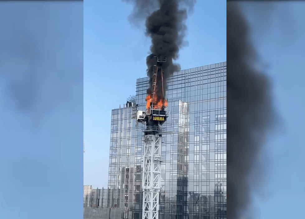 Smoke and flames were pouring out of the crane at W. 41st Street and 10th Avenue