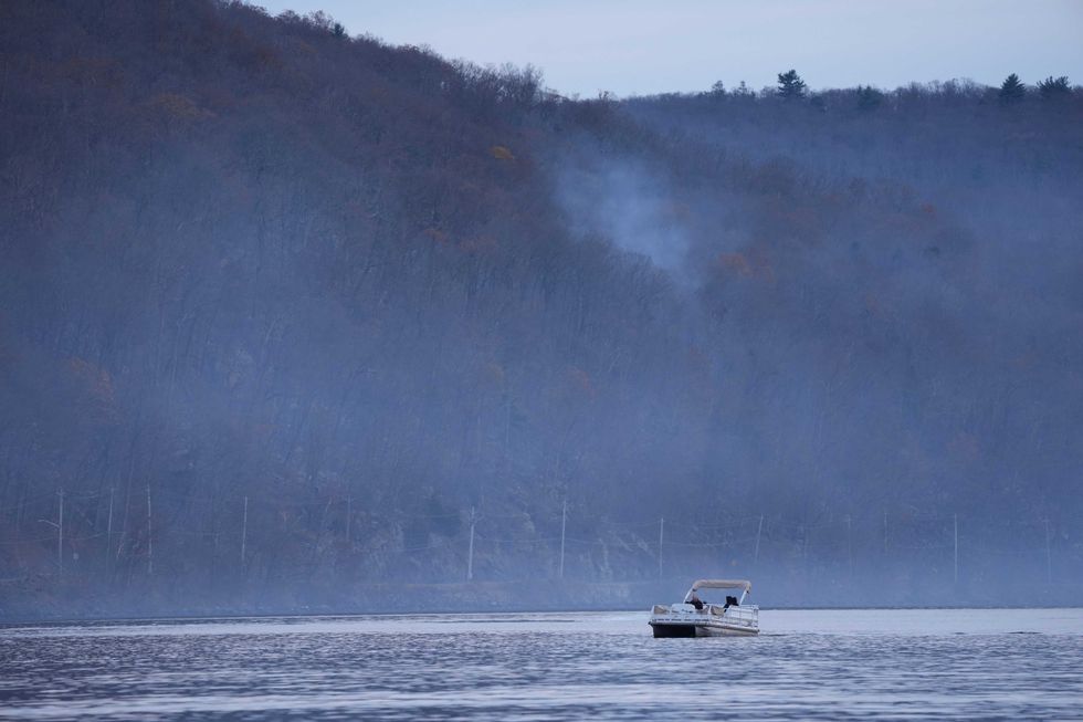 Smoke billows over the New York-New Jersey border in Warwick, New York, on November 17, 2024