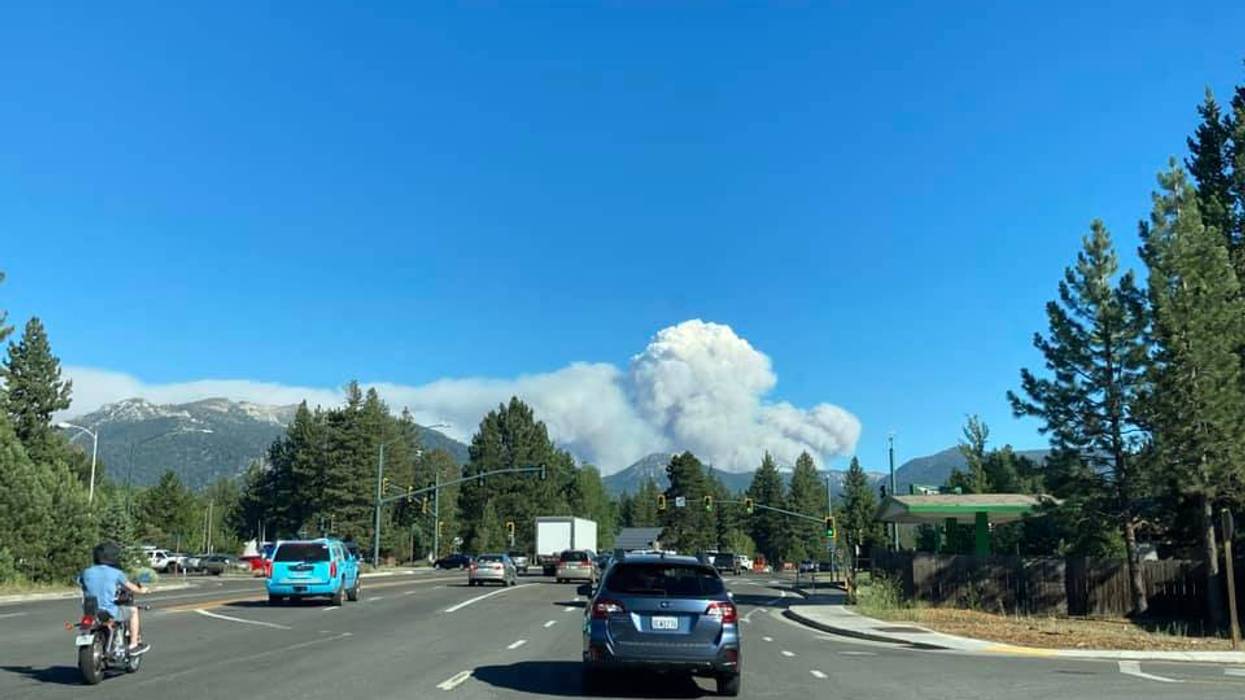 Smoke clouds from the Tamarack Fire in Lake Tahoe on July 16, 2021.