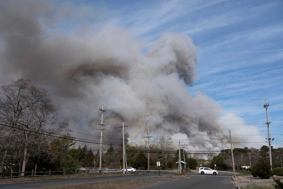 Smoke from the Jones Road fire in Ocean County, New Jersey, seen near Forked River on April 23, 2025