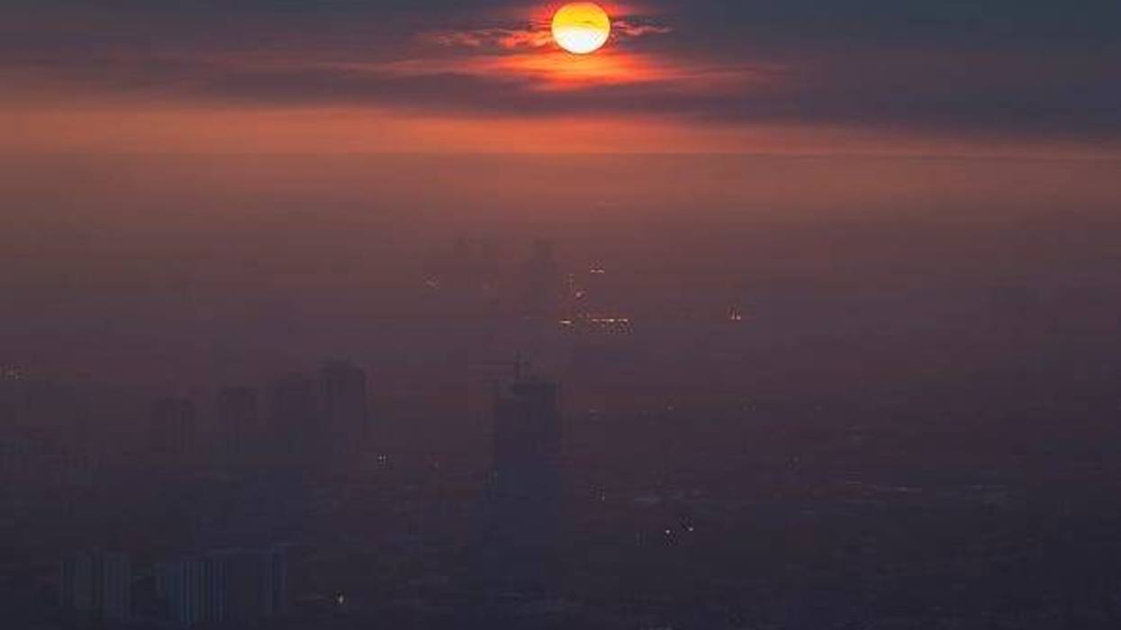 Smoke from wildfires in the provinces of Quebec and Nova Scotia is seen on June 28, 2023 in Toronto, Canada.
