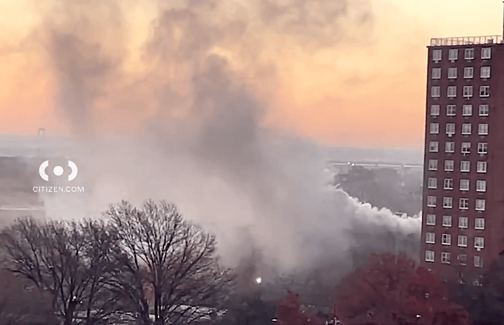 Smoke hovers over Allerton on Friday morning