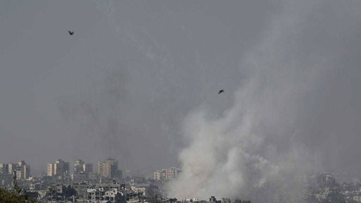 Smoke rises from inside Northern Gaza on October 31, 2023 as seen from Sderot, Israel.
