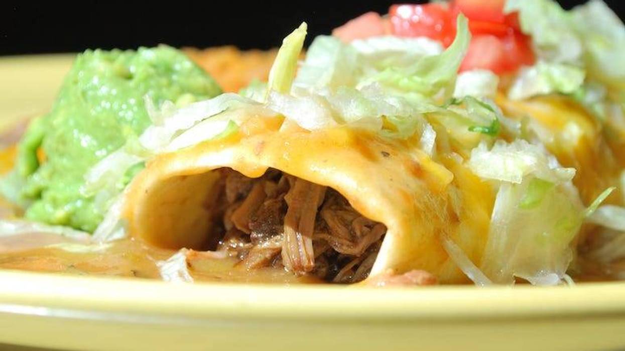 Smothered burrito on plate