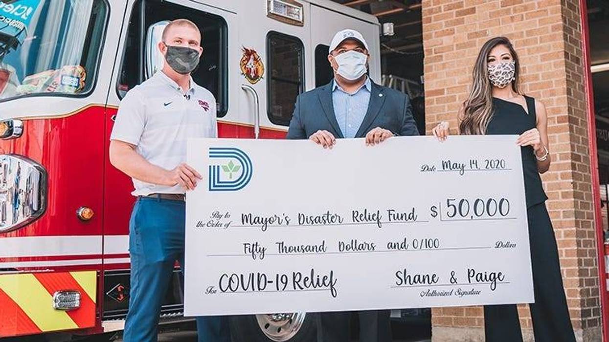 SMU Quarterback Shane Buechele, Paige Vasquez, Dallas Mayor Eric Johnson