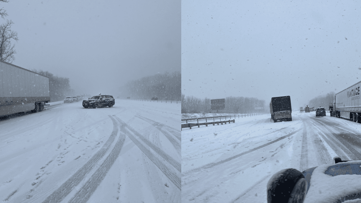 Snow-covered freeway