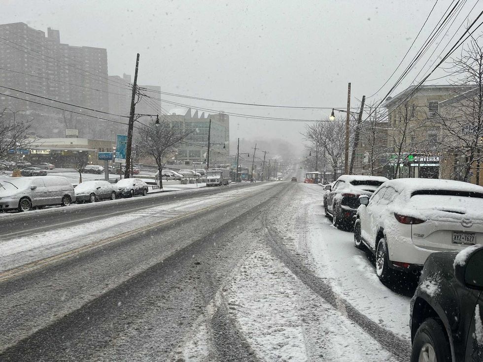 Snow falls on Riverdale in the Bronx on Feb. 13, 2024