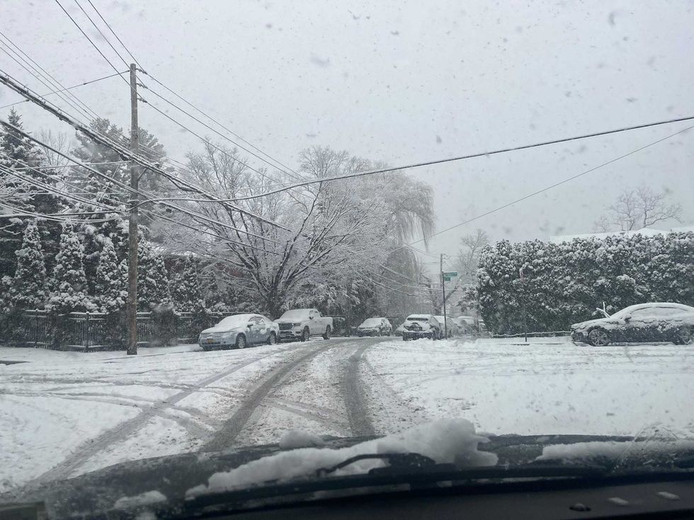 Snow falls on Riverdale in the Bronx on Feb. 13, 2024
