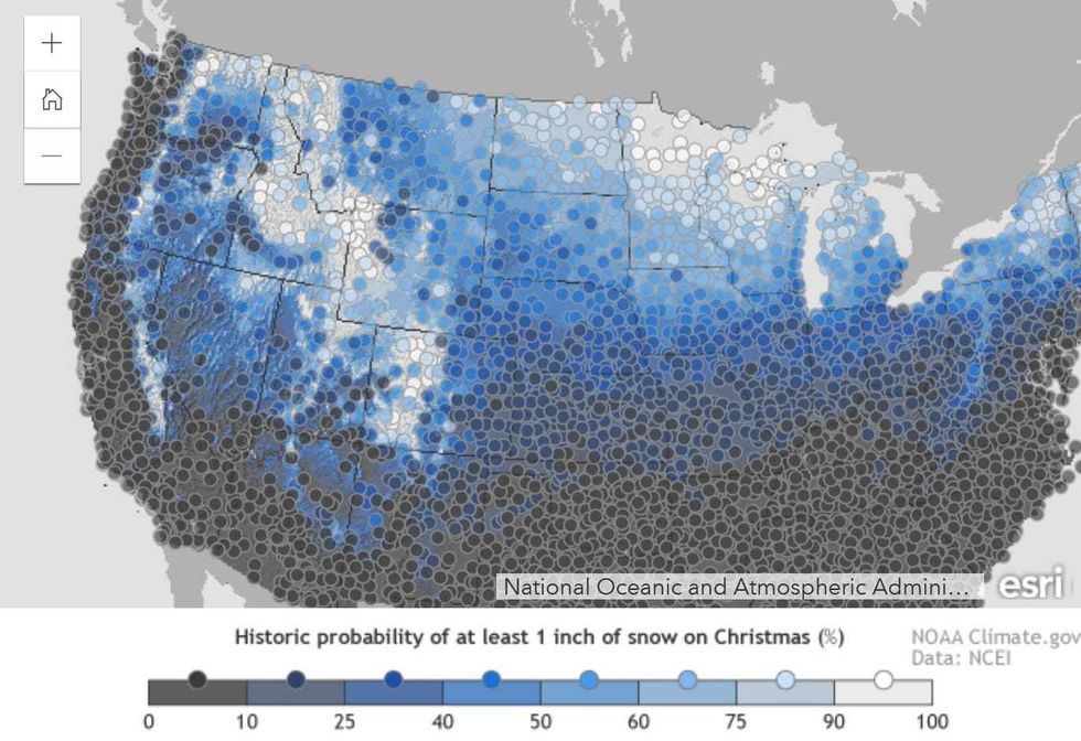 Snow on Christmas map