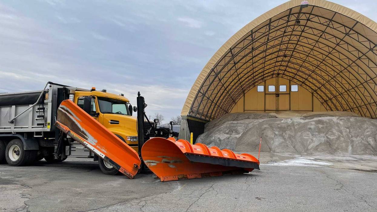 Snow plow and road salt