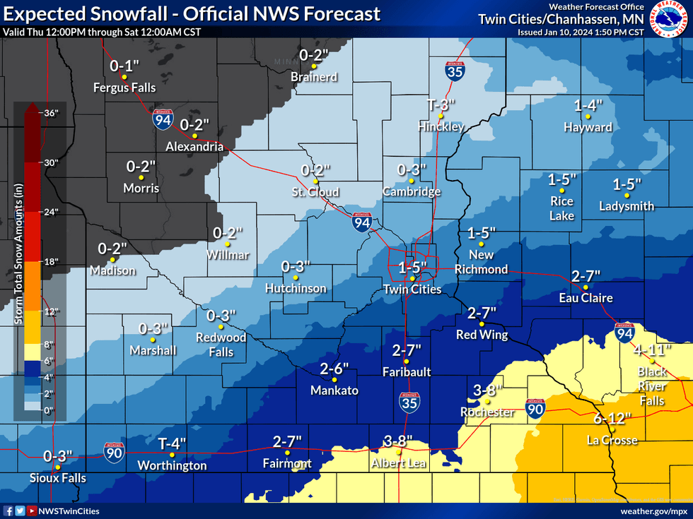 Snow, Snowfall, Map, National Weather Service