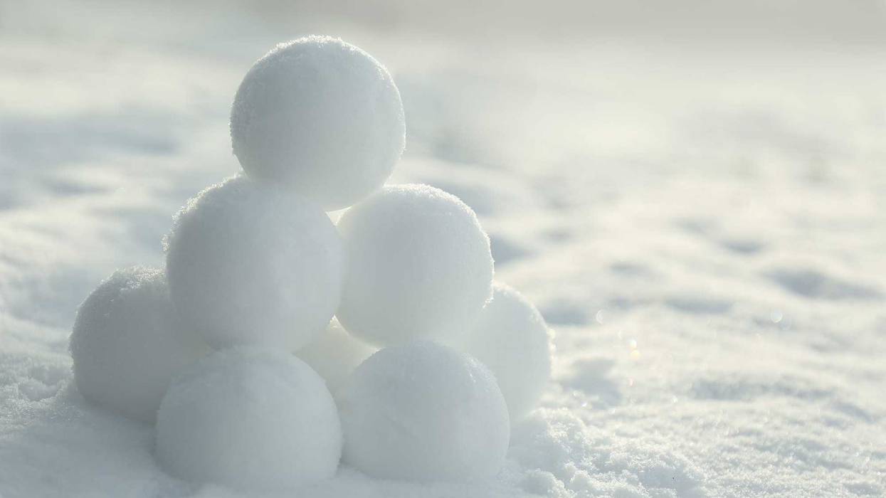Snowballs on the ground.