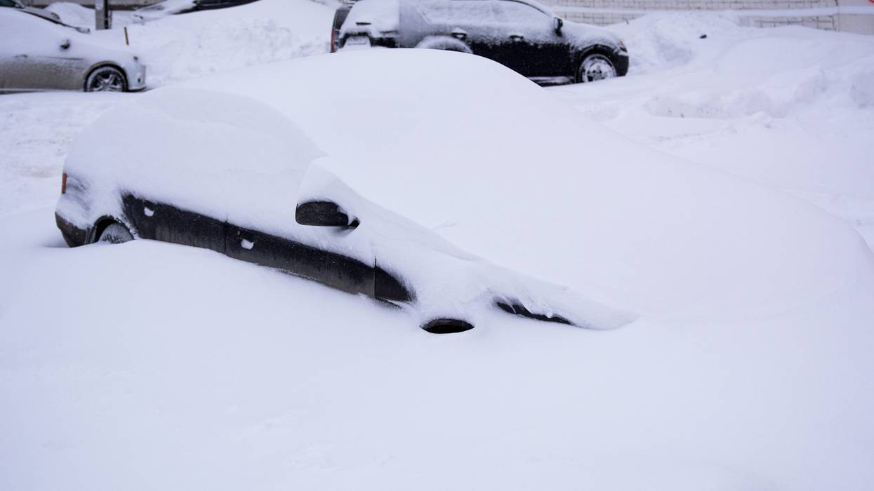 Snowed-in car