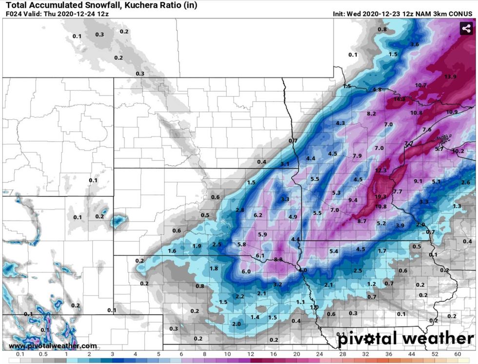Snowfall accumulation map
