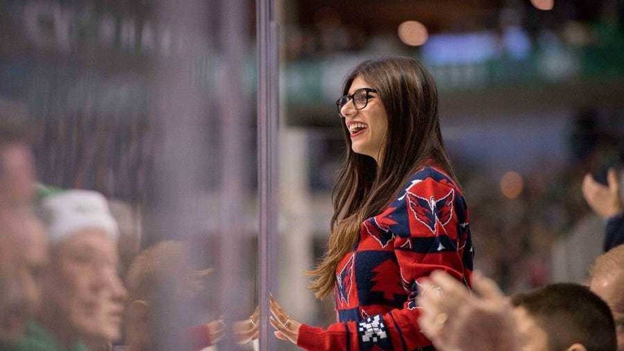 Social media personality Mia Khalifa watches the Washington Capitals.