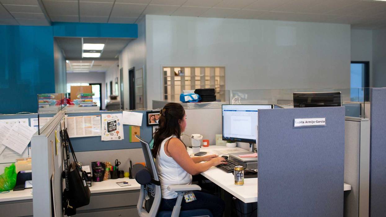 social workers works at her desk