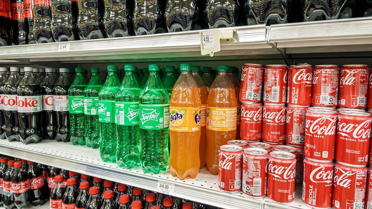 soda products at grocery store