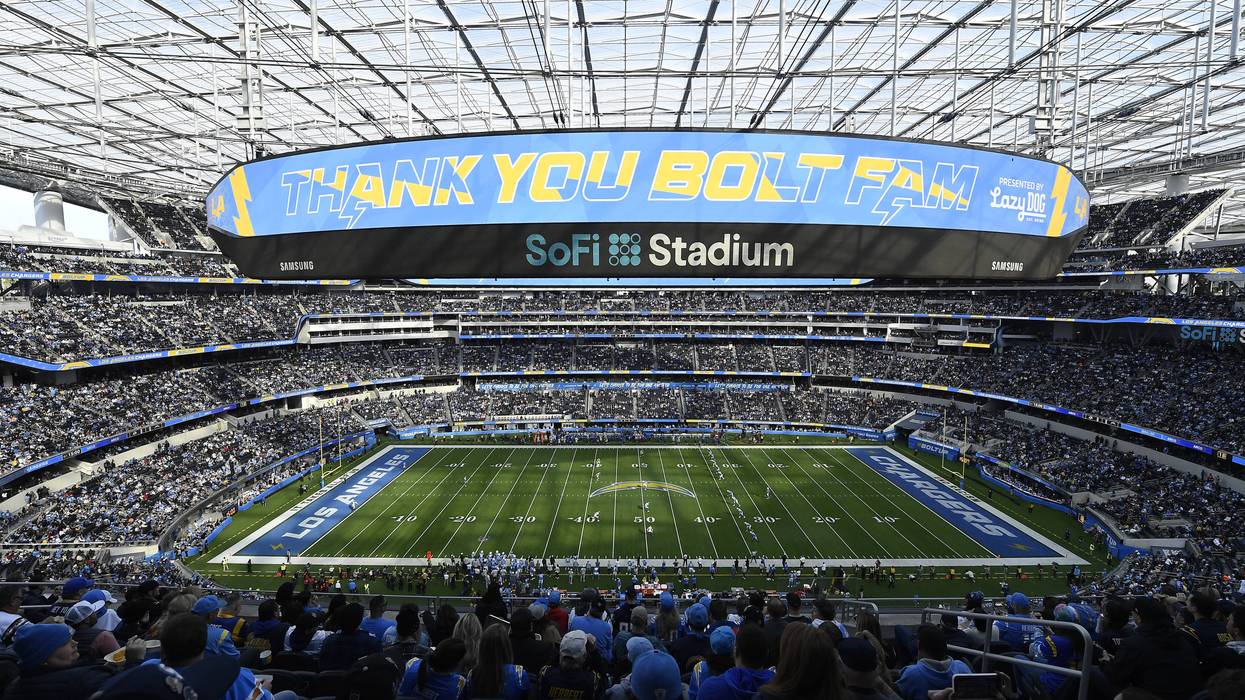SoFi Stadium ahead of a 2023 game between the Los Angeles Chargers and Los Angeles Rams.
