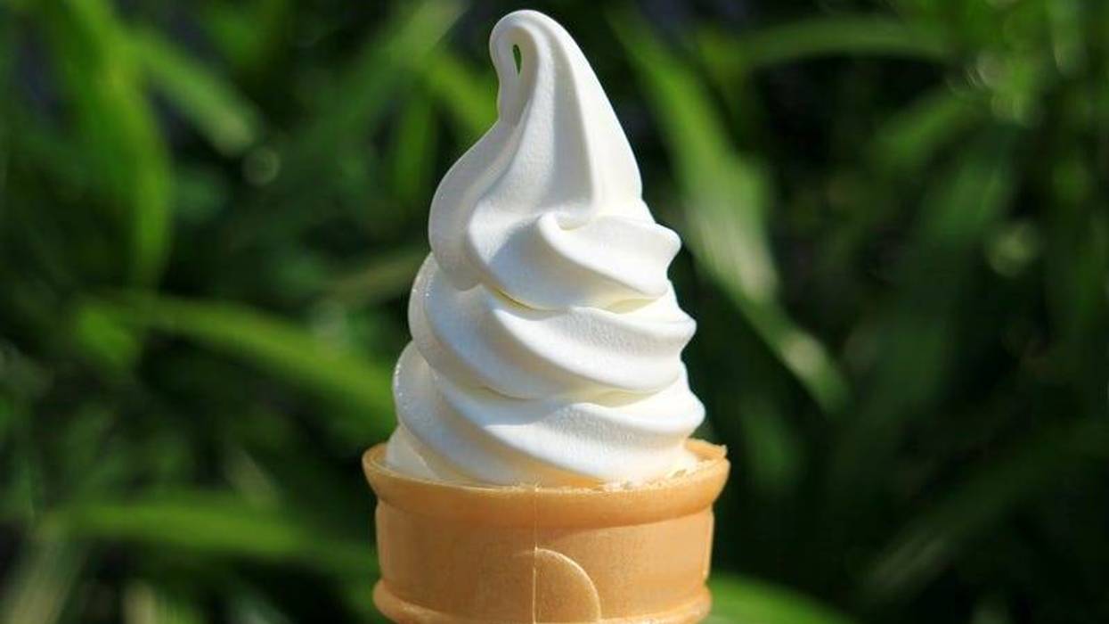 Soft serve vanilla ice cream cone