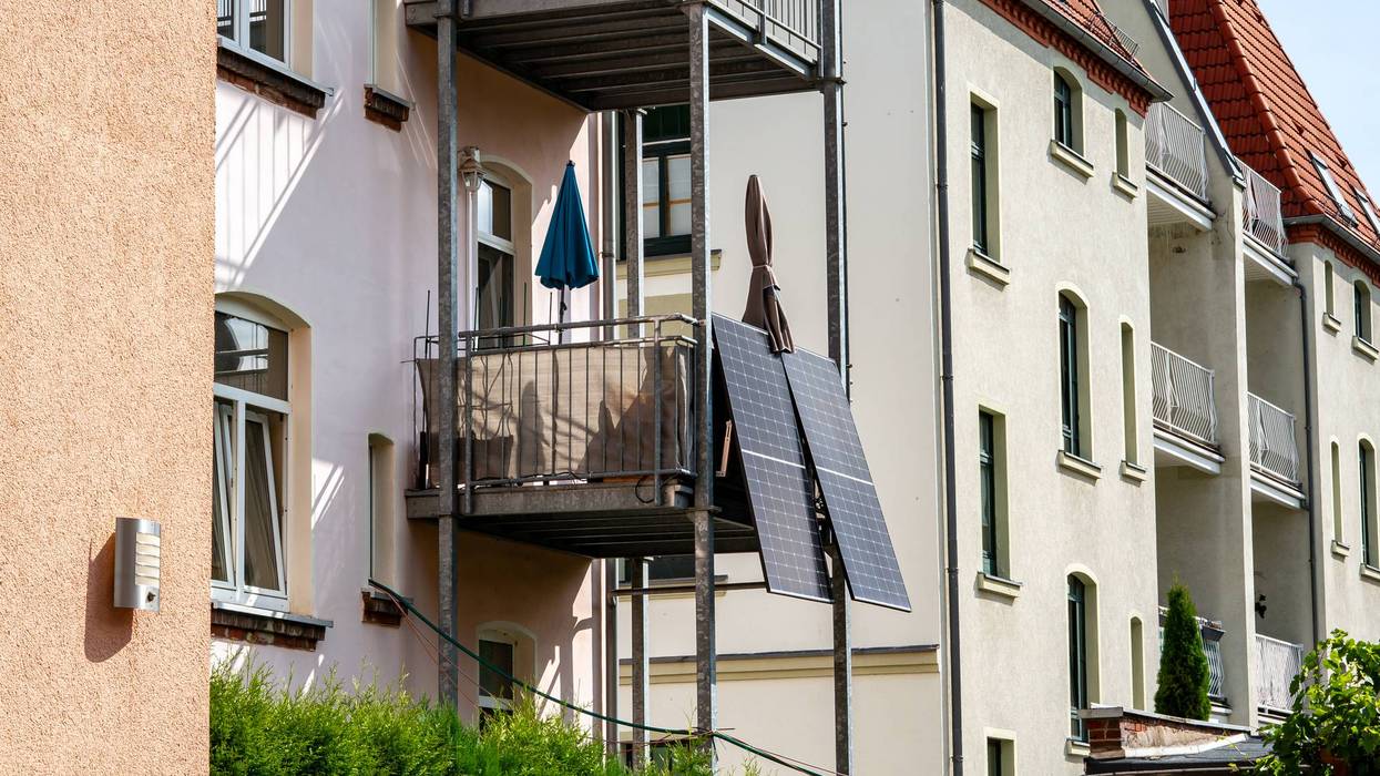 Solar panels mounted on a balcony