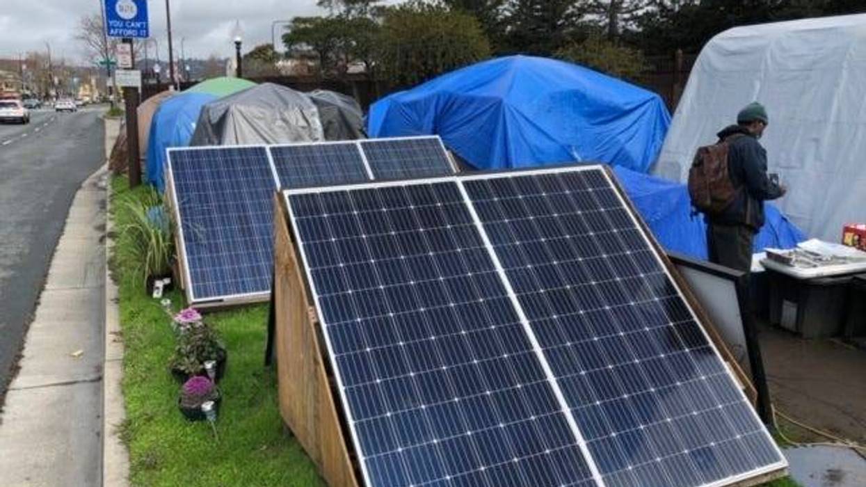 Solar panels power "Here There" homeless community in Berkeley
