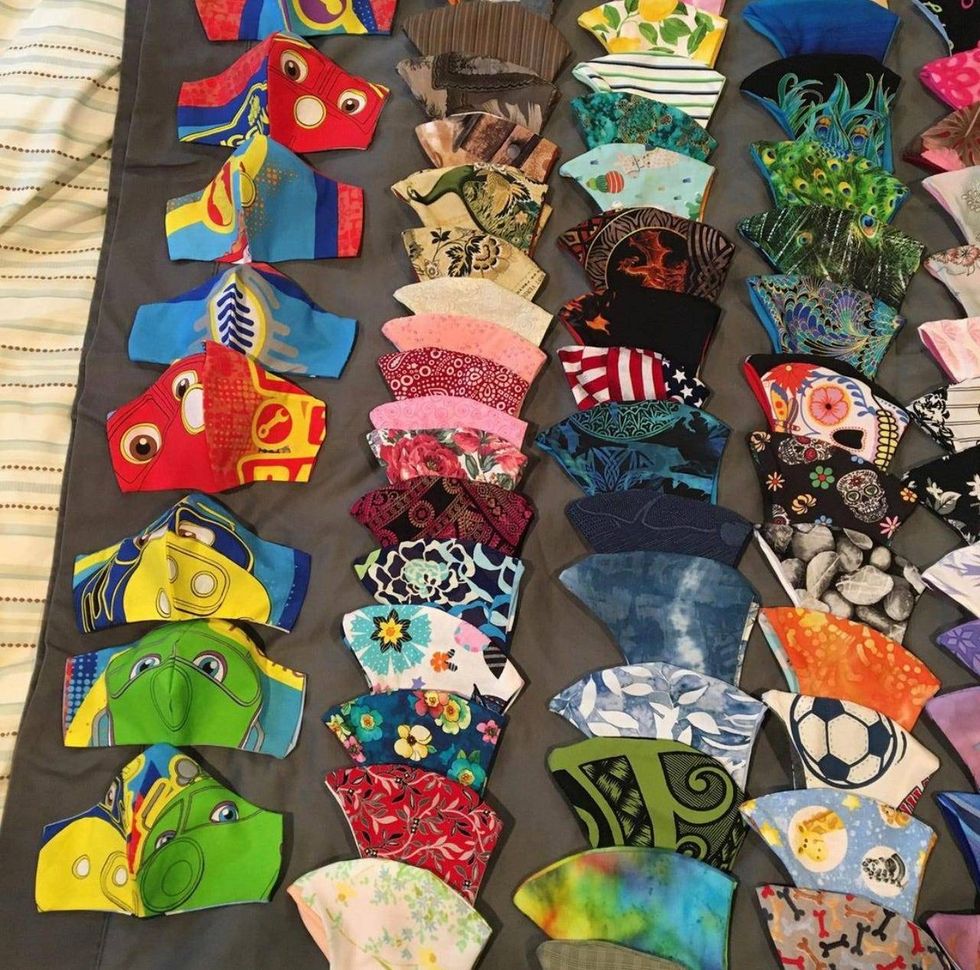 Some of the nearly 4,000 masks Lisa Smiley has sewn since the beginning of the pandemic.
