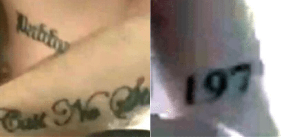 Some of the visible tattoos on the man known to FBI agents only as "John Doe 49."