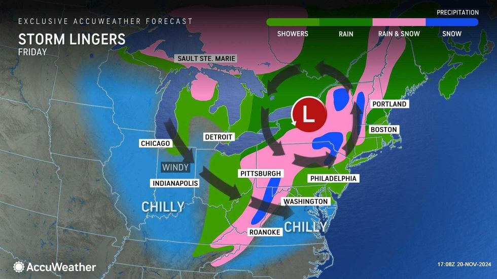 Some rain is also expected to linger into Friday