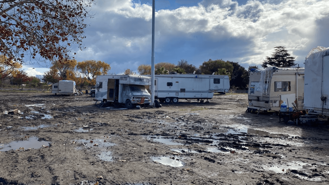 Some residents and their trailers still remain at the encampment.