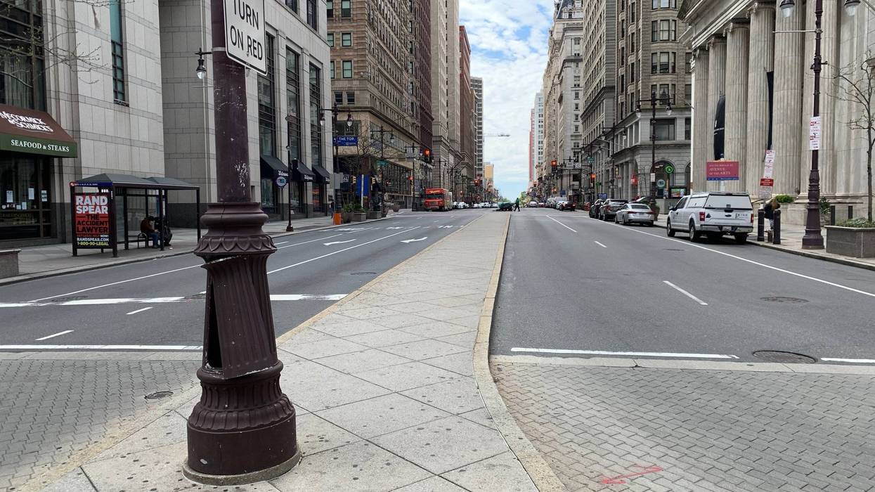 South Broad Street has seen more parked than moving vehicles since the coronavirus pandemic forced officials to issue stay-at-home orders.