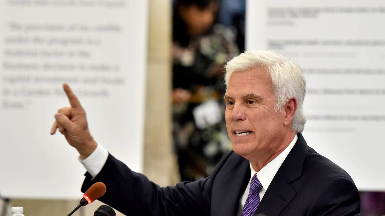 South Jersey power broker George E. Norcross III testifies before the New Jersey Senate select committee on Economic Growth Strategies in 2019.
