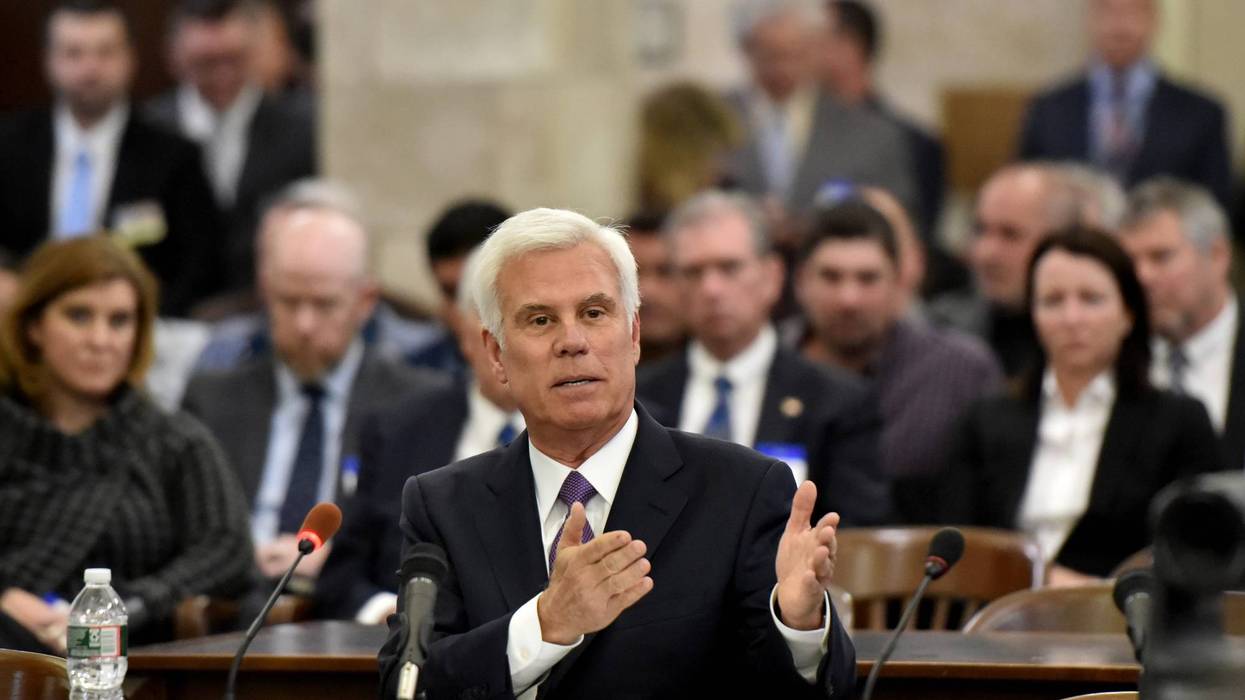 South Jersey power broker George E. Norcross III testifies before the New Jersey Senate Select Committee on Economic Growth Strategies in Trenton on Nov. 18, 2019.