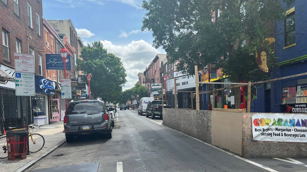 South Street in Philadelphia, the scene of a mass shooting Saturday night where three people were killed while 11 others were wounded.