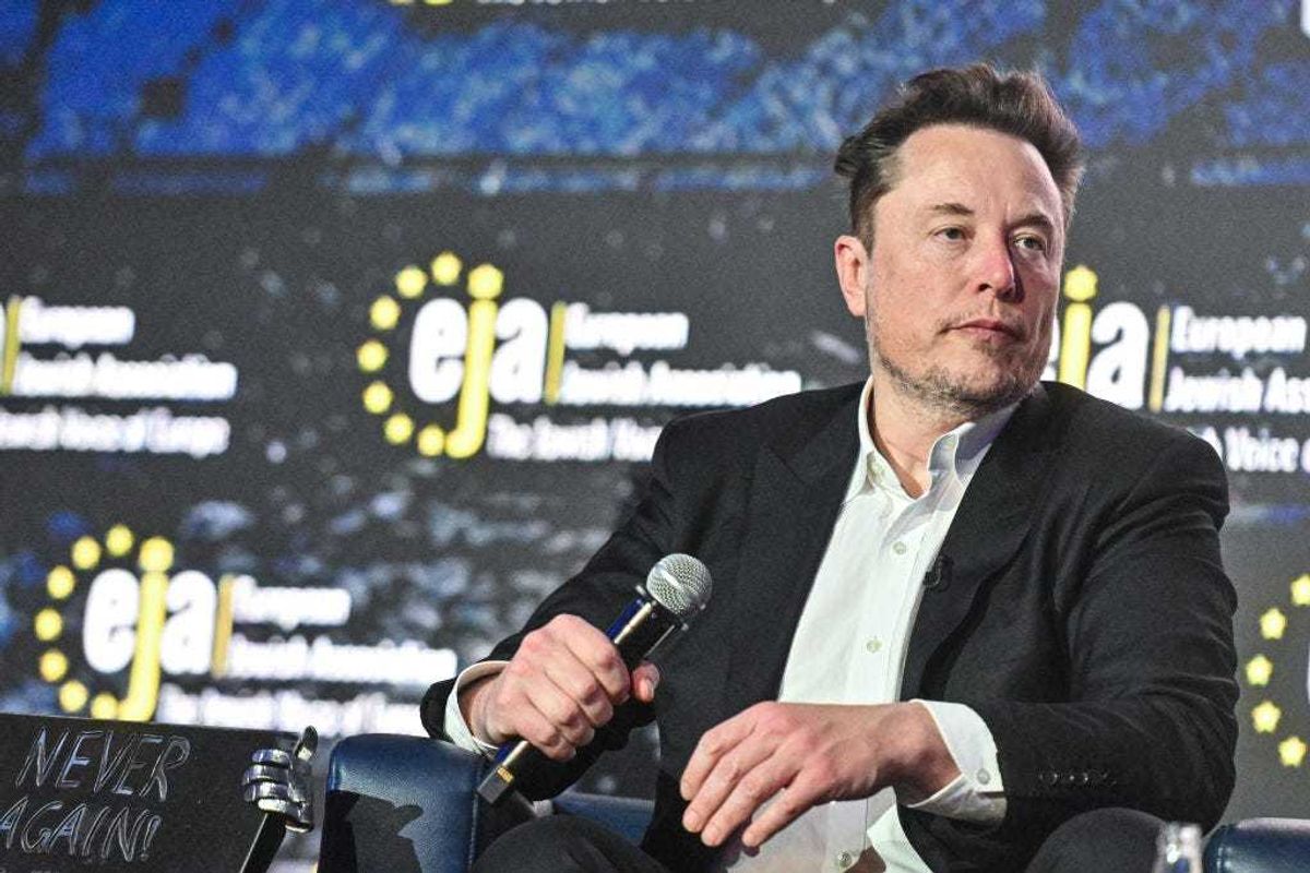 SpaceX, X (formerly known as Twitter), and Tesla CEO Elon Musk speaks during live interview with Ben Shapiro at the symposium on fighting antisemitism on January 22, 2024 in Krakow, Poland.