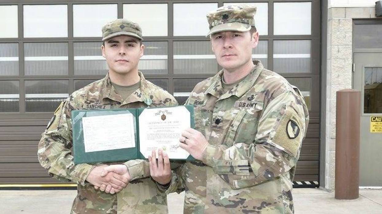 Spc. David Sanchez-Diaz, 509th Clearance Company team leader, was awarded an Army Commendation Medal Feb. 3 by Lt. Col. Brandon Bowman, 5th Engineer Battalion commander, for saving a life.